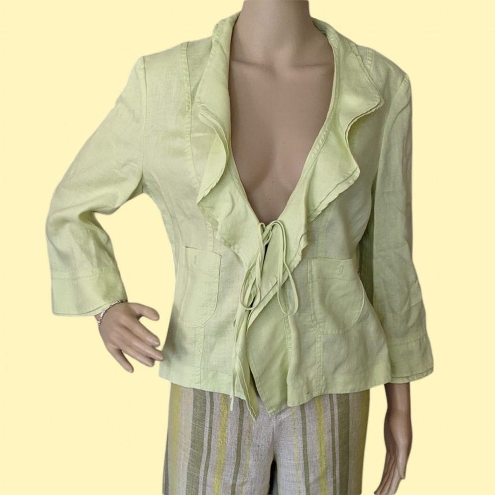 Philippe Adec Striped Linen Jacket & Pant Set - image 1